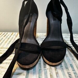 Fashionista Walking Lace-up Black Open Toe Shoes.